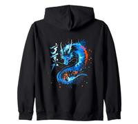 Un dragón japonés con kanji y arte manga renacido de Sudadera con Capucha