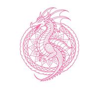Un dragón mítico entrelazado con patrones de mandala con escamas y alas que se suman al detalle. Pegatinas de pared 52x65.4cm Varios tamaños Rosa