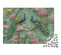 Un Elegante Pavo Real posado en una Rama Florida Rompecabezas Puzzle,1000pcs (75x50cm) Adulto Juego Educativo Decoración del Hogar