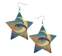 Un Encantador Delfín Saltando Sobre La Luna. Pendiente Suave Pendientes Ligeros Aretes Para Mujer Día De La Madre