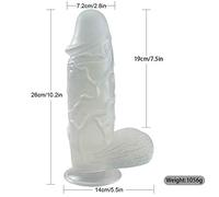 Un enorme consolador con testículos y un glande realista, un juguete sexual con una poderosa ventosa, directo al punto G, entra rápidamente en un feroz orgasmo.