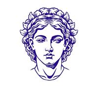 Un estilo vintage de la diosa Gaia. Calcomanías de tallado fino 64x80.8cm Cultura del tatuaje Azul oscuro