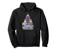 Un Faro y Retro Puesta de Sol Vintage Newport Rhode Island Sudadera con Capucha