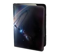Un fascinante universo - Soporte para pasaporte de 5.5 pulgadas, piel auténtica, unisex, soporte plegable para pasaporte