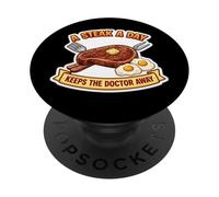 Un Filete al día Mantiene alejado al médico Carnívoro Dieta Carnívoro Broma PopSockets PopGrip Adhesivo