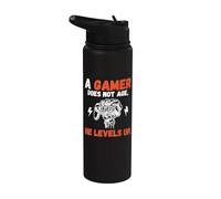 Un gamer no envejece sube de nivel lujuria Gaming Stainless Steel Insulated Water Bottle