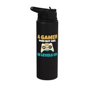 Un gamer no envejece sube de nivel lujuria Gaming Stainless Steel Insulated Water Bottle