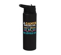 Un gamer no envejece sube de nivel lujuria Gaming Stainless Steel Insulated Water Bottle