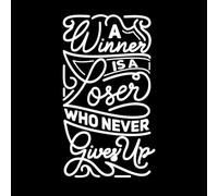 Un ganador es un perdedor que nunca se rinde diseño de cita tipográfica motivacional Calcomanías de pared 54.4x96.2cm Fácil instalación Blanco