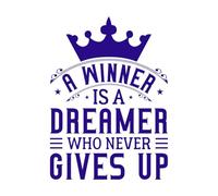 Un ganador es un soñador que nunca abandona el diseño. Calcomanías de tallado fino 57.6x79.8cm Se puede modificar y añadir información Azul oscuro