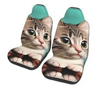 Un gato curioso Dua Sarung JOK Mobil,*, Sarung JOK Mobil Depan, Cocok para Sebagian Besar Mobil, SUV, Truk, Van, Dll.