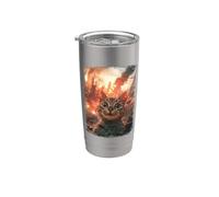 Un gato sonriente se toma un selfie antes del apocalipsis Vaso térmico de acero inoxidable de doble pared