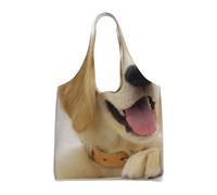 Un golden retriever,Bolsas de mano reutilizables, bolsas de supermercado, bolso de hombro de lona de gran capacidad