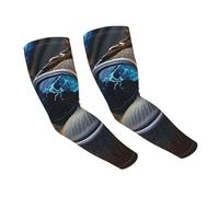 Un gorila con auriculares y gafas de sol, protección solar de verano, mangas de brazo refrescantes, para hombres y mujeres, correr, béisbol, golf, ciclismo