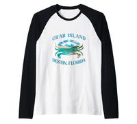 Un gráfico de Playa Dentro de una Silueta de Cangrejo Azul Destin Florida Camiseta Manga Raglan
