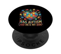 Un Gran Pedazo de mi corazón Tiene Autismo Mi Hijo Puzzle PopSockets PopGrip Adhesivo