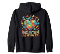 Un Gran Pedazo de mi corazón Tiene Autismo Mi Hijo Puzzle Sudadera con Capucha