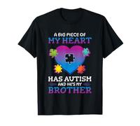 Un Gran Pedazo de mi corazón Tiene Autismo, Regalo para mi Hermano Camiseta
