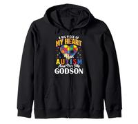 Un gran pedazo de mi corazón tiene autismo y él es mi ahijado Sudadera con Capucha