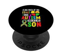 Un Gran Pedazo de mi corazón Tiene Autismo y él es mi Hijo PopSockets PopGrip Adhesivo