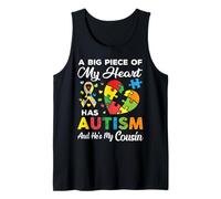 Un Gran Pedazo de mi corazón Tiene Autismo y él es mi Primo Camiseta sin Mangas