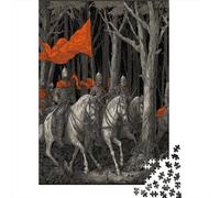 Un Grupo de Caballeros en un Bosque Oscuro y Misterioso Rompecabezas para Adultos || 52x38cm/1000pcs Juegos EduGatoivos De Decoración del Hogar