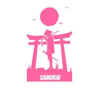 Un guerrero se encuentra frente a la luna. Calcomanías de pared 36x59cm Decoración artística Rosa