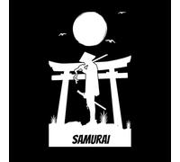 Un guerrero se encuentra frente a la luna. Calcomanías de pared 50.4x82.6cm Embellecimiento de paredes Blanco