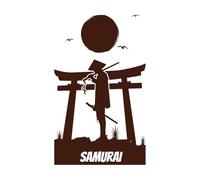 Un guerrero se encuentra frente a la luna. Calcomanías de tallado fino 50.4x82.6cm Pintura mural artística Café