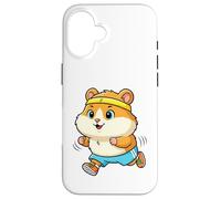 Un hámster con Diadema y Pantalones Cortos Que está Corriendo Carcasa para iPhone 16