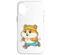 Un hámster con Diadema y Pantalones Cortos Que está Corriendo Carcasa para iPhone 16 Plus