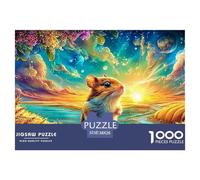 Un hámster se Encuentra en Trigo bajo un Cielo cósmico Puzzle De 1000 Piezas Lindo Cerdo de Guinea Juego De Puzzle Familiar para Adultos, Niños Y Ancianos 38x26cm/1000pcs