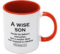 Un hijo sabio atiende las instrucciones de su padre, pero un burlador no responde a las reprimendas. Tazas de café de cerámica con impresión de doble cara para mamá, papá, amigo, esposa, esposo, regal