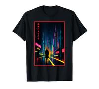 Un Hombre Camina por la Ciudad ciberpunk Texto japonés Arte futurista Camiseta
