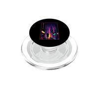 Un Hombre Camina por la Ciudad ciberpunk Texto japonés Arte futurista PopSockets PopGrip para MagSafe
