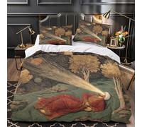 Un Hombre con una túnica roja ondeante, su Tercer Ojo irradia luz Funda Edredón 3D, Juego Ropa Cama Microfibra con Fundas De Almohada,Impresión,para Adultos Y Adolescentes Super King（260x220cm）