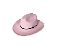 Un hombre que lleva un sombrero vintage de cuero vaquero de ala ancha, rosa, M