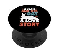 Un Hombre y su Gato Una Historia de Amor Cat Dad PopSockets PopGrip Adhesivo