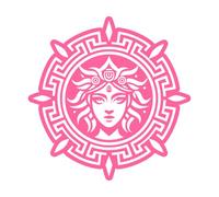 Un icono de estilo glifo del símbolo de la diosa Gaia. Pegatinas de pared de vinilo 42x42.4cm Vinilos para ventanas Rosa