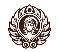 Un icono de estilo glifo del símbolo de la diosa pavo real Pegatinas de pared 42x43cm Varios tamaños Café