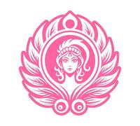 Un icono de estilo glifo del símbolo de la diosa pavo real Pegatinas de pared 67.2x68.8cm No se cae Rosa