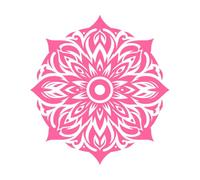 Un intrincado mandala simétrico irradia hacia afuera desde un círculo central. Calcomanías de pared de PVC 67.2x72.3cm No daña la superficie de la pared Rosa