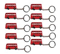 Un juego de 10 llaveros clásicos de autobús de dos pisos rojos de Londres, llavero de metal duradero, recuerdo británico perfecto y regalo, auténtico diseño fundido a presión 3D, dije coleccionable
