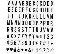 Un juego de 104 piezas de letras y números de repuesto para caja de luz cinematográfica negra para buzón A4 iluminado, tablero de mensajes, aulas, tableros de 65,4 x 35 mm (caja de luz LED no incluida