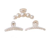 Un juego de 3 pinzas de plástico con perlas, pinzas de sujeción fuerte, pasadores gruesos y largos, accesorios para el cabello para mujeres y niñas