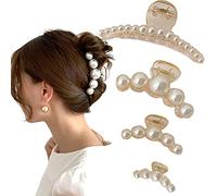 Un juego de 4 pinzas de plástico con perlas, pinzas de sujeción fuerte, pasadores gruesos y largos, accesorios para el cabello para mujeres y niñas