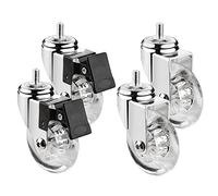 Un juego de 4 ruedas giratorias para muebles, diámetro 75 mm, con tornillos prisioneros M8 x 15, M10 x 15 y rodamientos de bolas, ruedas giratorias de goma transparente, transporte (tamaño: