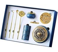 Un juego de herramientas para quemador de incienso de latón, molde de cono de quemador de incienso, kit de torre de reflujo azul, kit de quema de incienso para yoga, meditación, purificación, spa