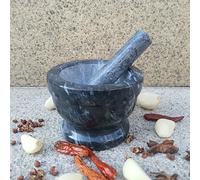 Un juego de y , de mármol natural, adecuado para pastillas, especias, ajo, frasco para machacar guacamole, molinillo manual tradicional (, negro), de cocina
