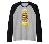 Un león Genial con Gafas de Sol, Solo un niño al Que le encantan los Leones Camiseta Manga Raglan